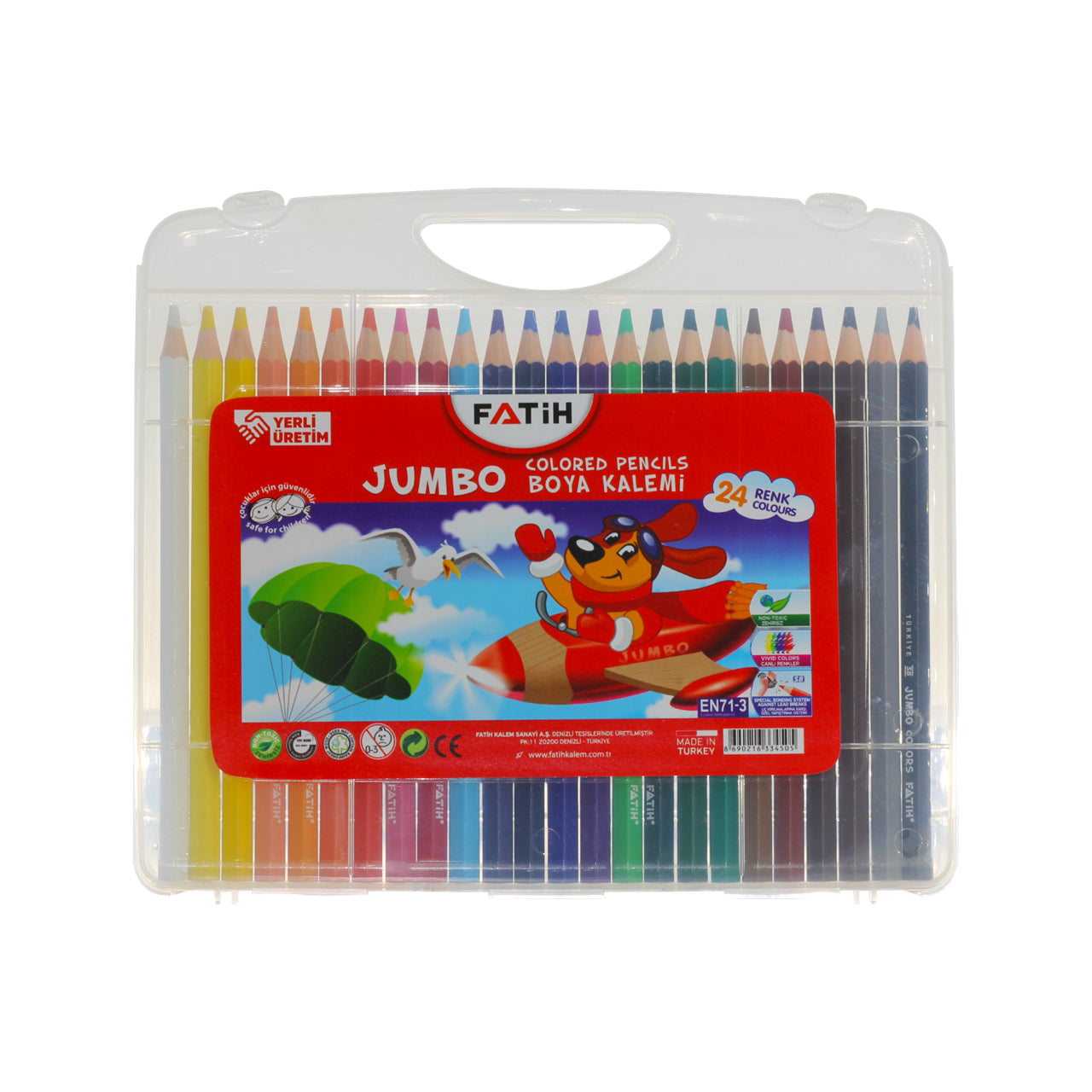 Fatih Jumbo Colour Pencils Plastic Box