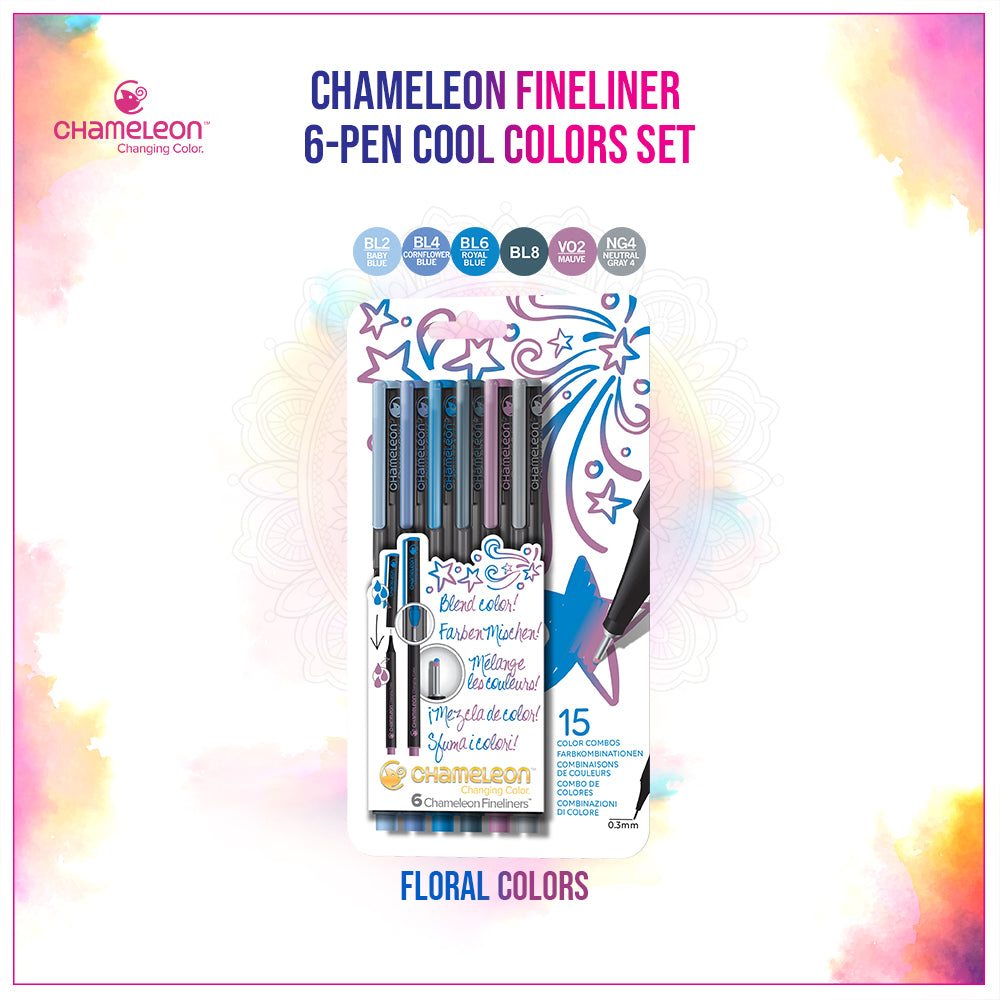 Chameleon Fineliner 6 Pen Cool Colors