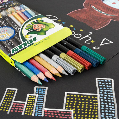 Jolly Glitter Set, 5 Color Pencils, 5 Fibres