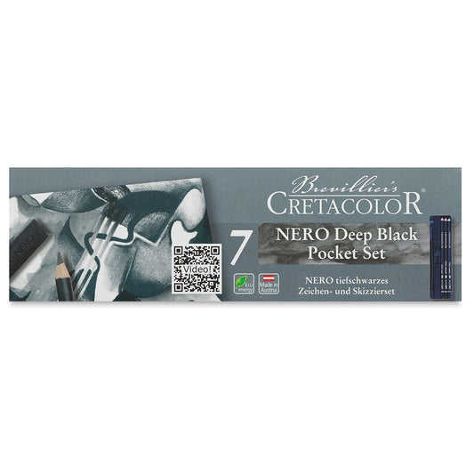 Cretacolor Nero Deep Black Pocket Set, 7 pieces